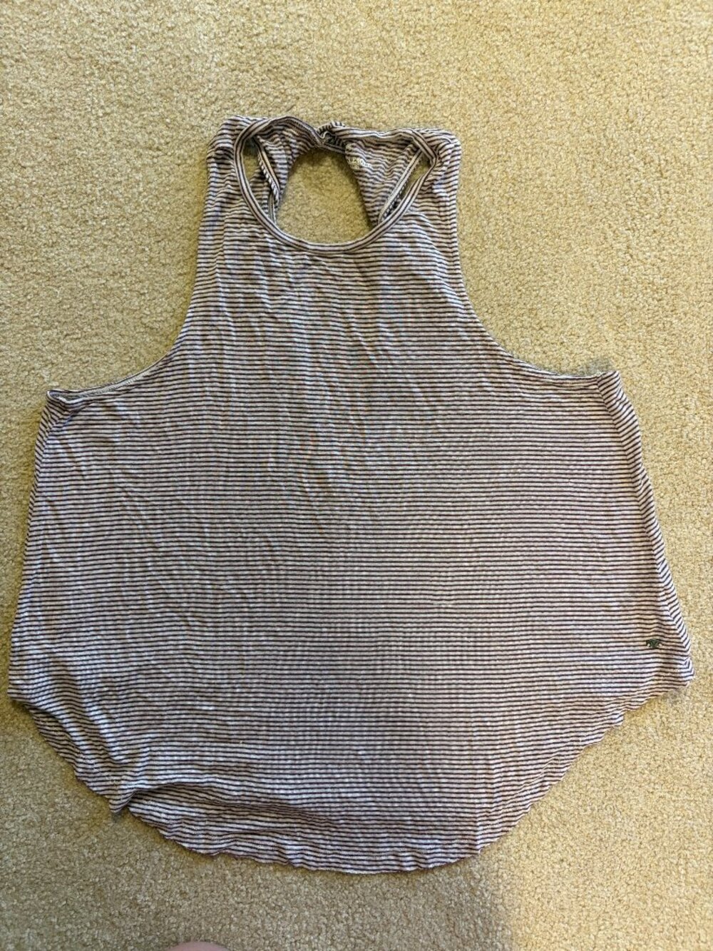 Ladies American Eagle striped tank maroon and tan size medium